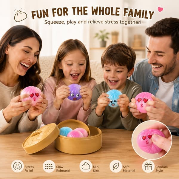 Mini Squishy Bao Bolle Blind Box Sæt – Tilfældige 3 Søde Langsomt Stigende Dumplings, Stresslindrende Fidget Legetøj Overraskelsesgave