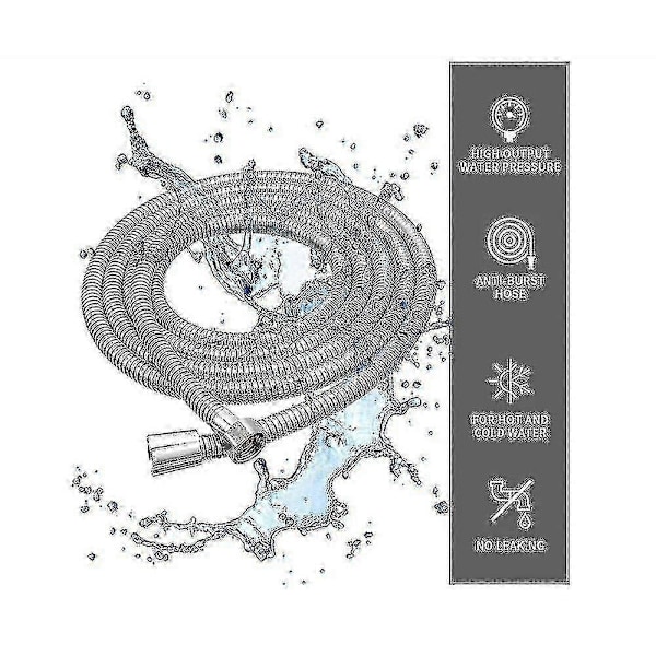 Brusestang 5m Ekstra Lang Rustfrit Stål Bruseslange, Med Massiv Messingforbindelse, Universal, Anti-burst, Kromfinish. (500cm)-God