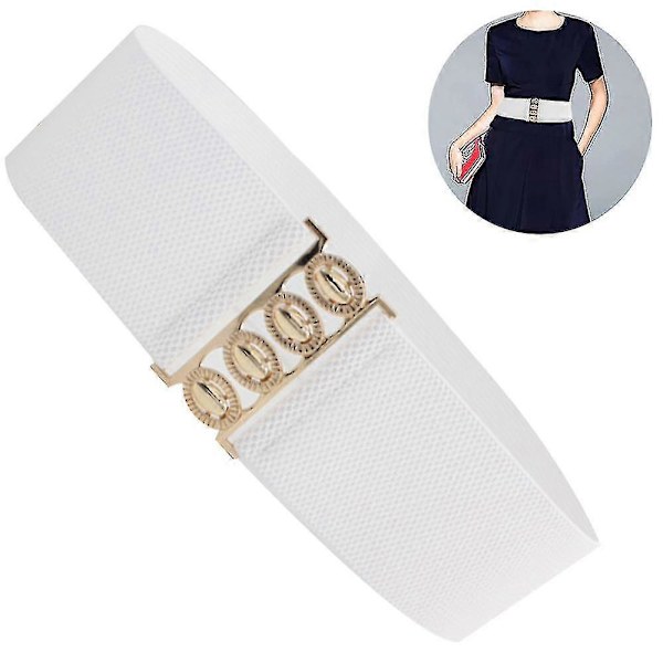 Brett Elastiskt Midjebälte med Spänne, Retro Stretch White