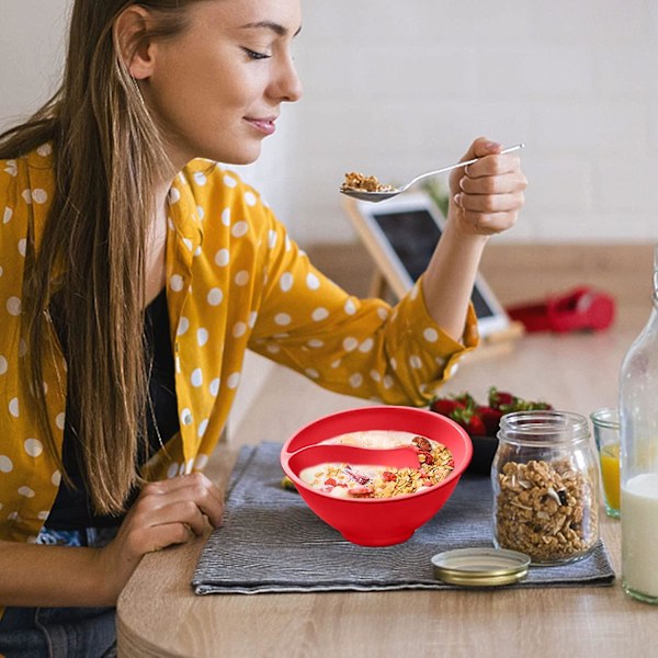 Skål Tør/Vådt Separation Korn Skål, En Person Morgenmad Servise Husholdningsplade til Suppe Ris Korn Pasta Salat 2stk red
