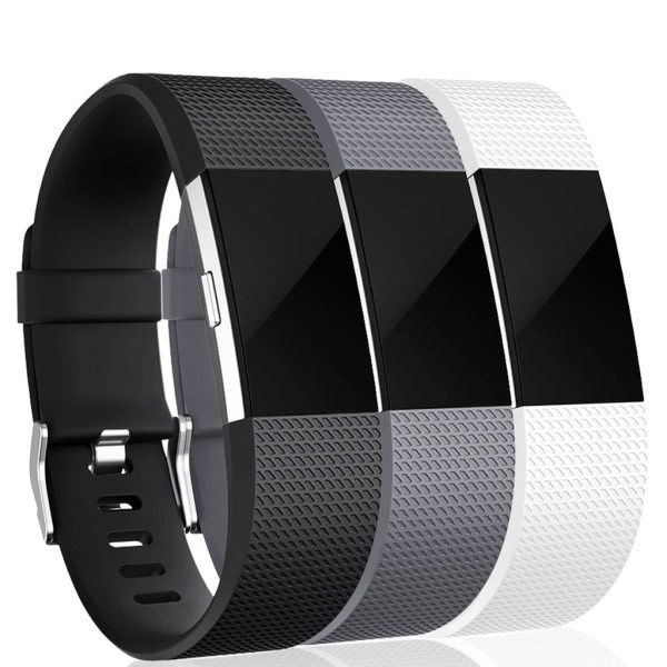 INF Fitbit Charge 2 armbånd silikone 3-pak (S) Sort/Grå/Hvid Sort/grå/hvid