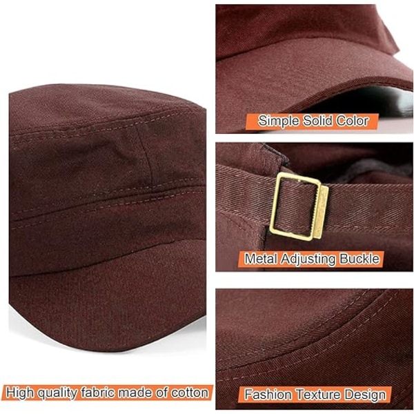 Unisex Klassisk Army Cap Flat Top Plain Hat, Justerbar Fashionable Military Sport Caps, Cadet Cap, Åndbar Udendørs Hatte