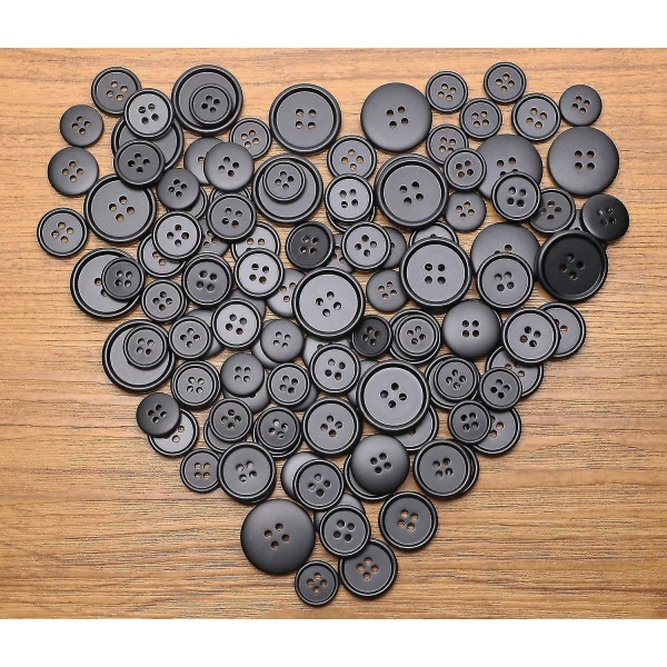 100 store svarte knapper for gjør-det-selv-sying av skreddersydd håndverksfrakk (25 mm)