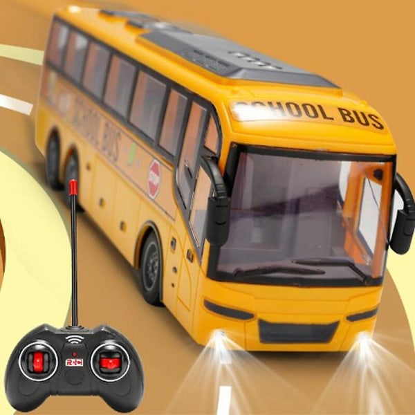 Barnleksak Rc Bil Fjärrkontroll Skolbuss Med Light Tour Bus Radiostyrd Elbil För Barn Leksaker Present Robotleksaker red
