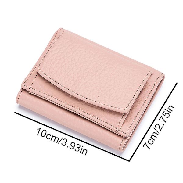 Premium-lompakot naisille - Pieni kolminkertainen luottokorttipidike nahkaisella taittuvalla kolikkotaskulla Pink