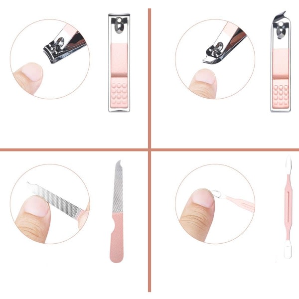 Manikyrset, 7-delad pedikyr nagelset, fodral, nagelsaxset