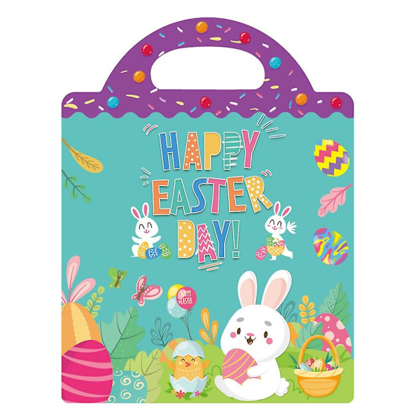 Uudelleenkäytettävä tarrakirja lapsille 3+ vuotta, esikoulun oppimistoiminta, hiljainen Busy Book, taaperon matkakirja Multicolor Easter