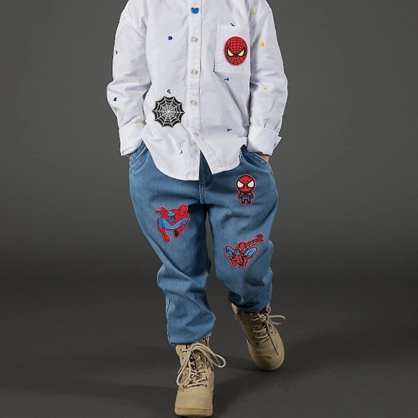 14 Spiderman stryge-på-mærker, broderede patches til tøj, applikationer til at sy på jakker, rygsække, jeans (hud)