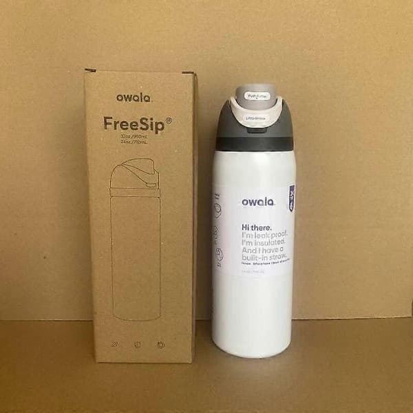 Owala FreeSip Isoleret Vandflaske i Rustfrit Stål 24/ Hvid T 32oz