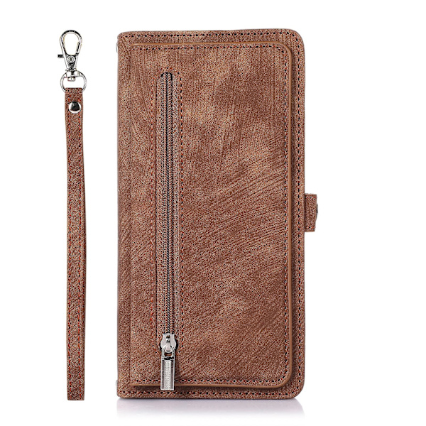 Multi Card Mobiltelefon Læder Etui Til Iphone 15 Pro Max Brown