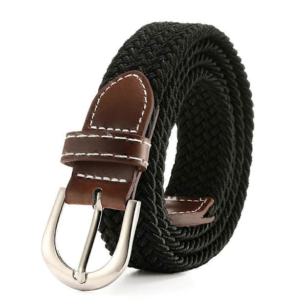 Elastisk stof flettet bælte, slidstærkt strækvævet bælte til unisex mænd/kvinder/unge black pinch tail