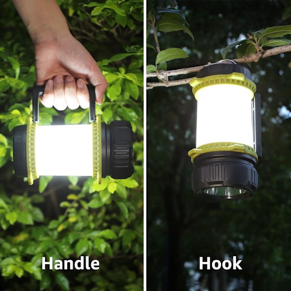 LE Campinglampa Uppladdningsbar, Ficklampa LED Superljus Uppladdningsbar, Dimbar 5 Lägen Camping Lykta Ficklampa med Powerbank