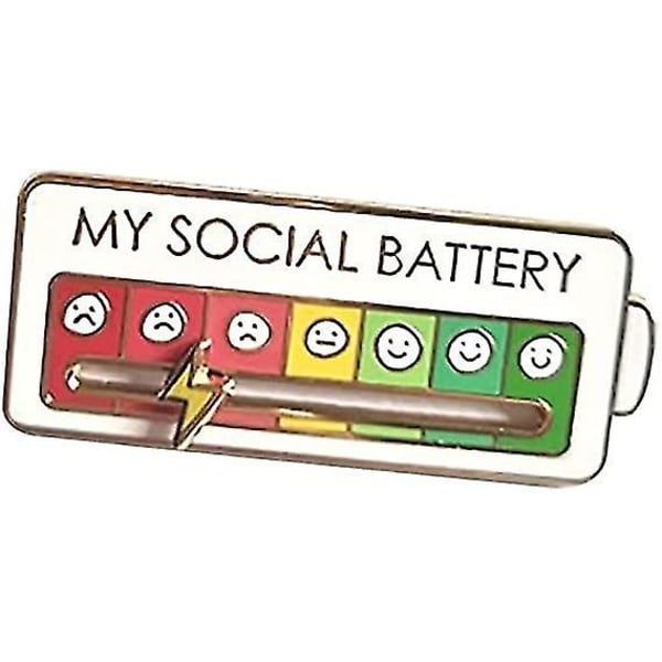 Social Battery Pin - 7 Days A Week Emali tunnelmapinta, toiminnallinen esteettinen rintaneula White