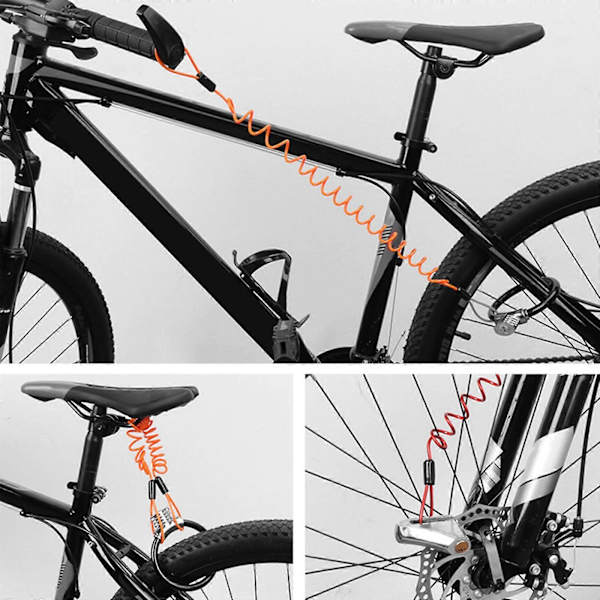 Stöldskyddande Säkerhetskabel i Stål med Fjäder, Lås för Cykel Red 1.5m