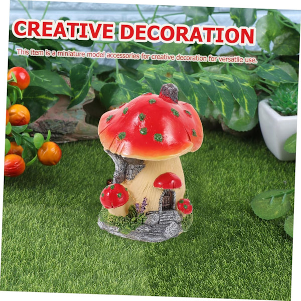 Miniatyr svamp prydnad terrarium tillbehör svamp hus miniatyr svamp hus statyer tillbehör för terrarium dekor glas prydnader Red and Yellow Edge
