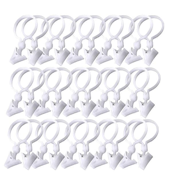 12x6cm 30 stk. plastik badeforhængsspænde runde klips gardinringe klips hvid