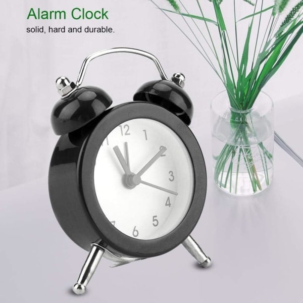 Metall Dubbelklocka Alarmklocka Retro Alarm Hög Ljud Tyst Klassisk