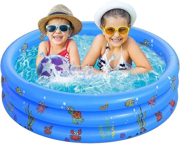 Pooler Uppblåsbar Pool 3 Ringar Plaskpool Uppblåsbar Pool Inomhus & Utomhus Små Plaskpooler 100cm