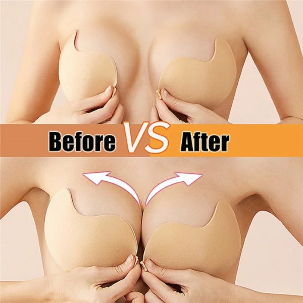 Usynlig Push Up BH til kvinder Rygløs Stropløs BH Sømløs Frontlukning Bralette Undertøj Selvklæbende Silikone BH Pads 1stk Hud C 1pcs Skin C
