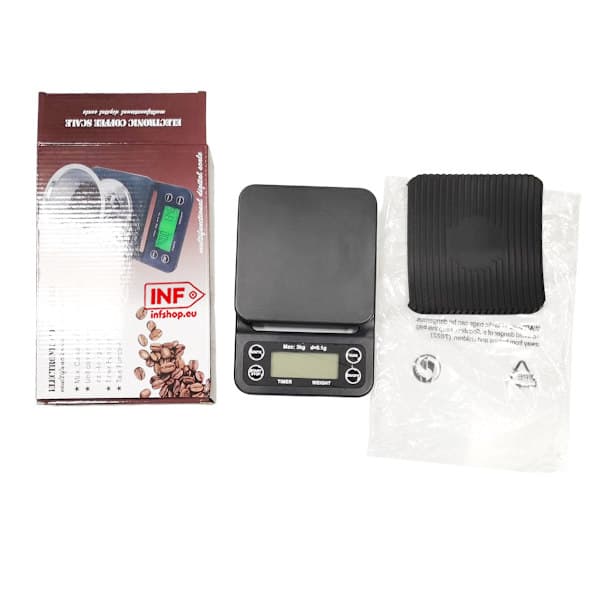 Digital köksvåg / kaffevåg 3 kg/0,1 g precision Svart Svart