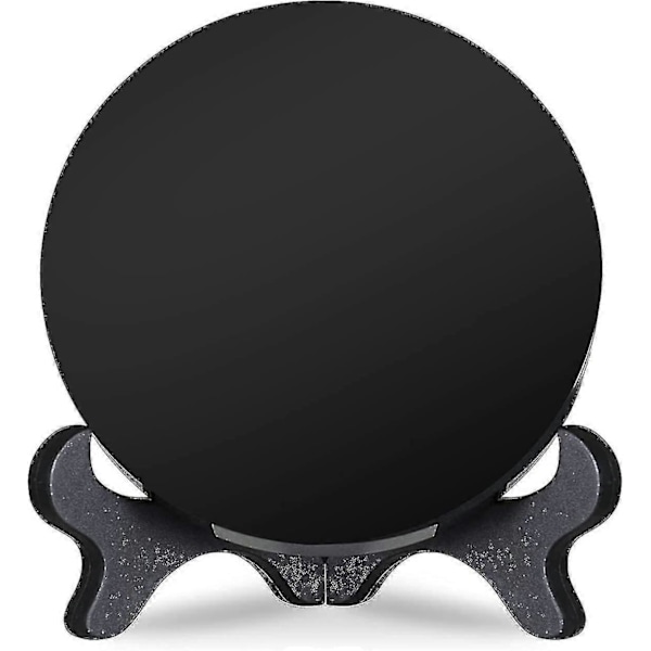 Sort Obsidian Spåspeil, Naturlig Sort Obsidian Spåspeil for Feng Shui med Stativ, Yoga Energi Speil Interiør