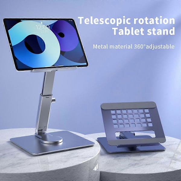 Tablettstativ Stativ 360 Rotasjon Multi-Vinkel Høydejusterbar Foldbar Holder Dock For Xiaomi iPad Tablett Bærbar PC gray