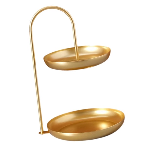2-lags jern frukt serveringsbrett vanntett flerlags oppbevaringsfat for kaffebord fest Gold