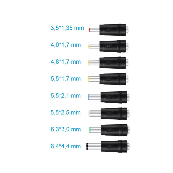 Universal 5V USB til DC-adapter med 5,5x2,1mm, 3,5mm, 4,0mm, 4,8mm, 6,4mm kontakter for lading