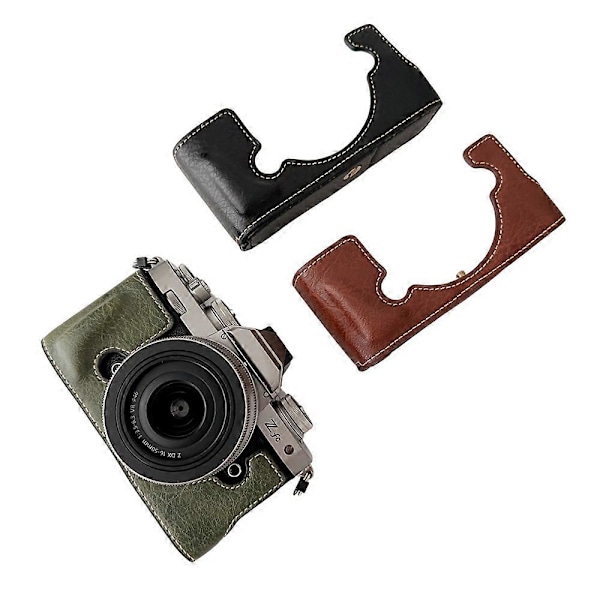 Til Nikon Z Fc Buffalo Tekstur PU Læder Bund Etui Halv Krop Kamera Dækning med Batteriåbning Coffee
