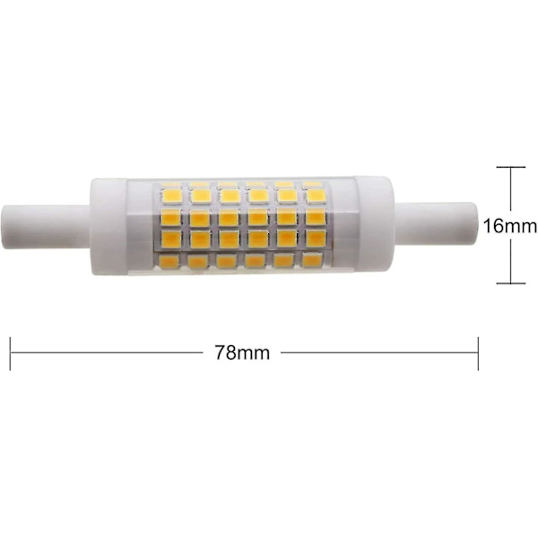 2 LED-lampor R7s 78 mm 5W 15 x 78 mm, Varmvit 3000K, 220,00V [Energiklass A+]