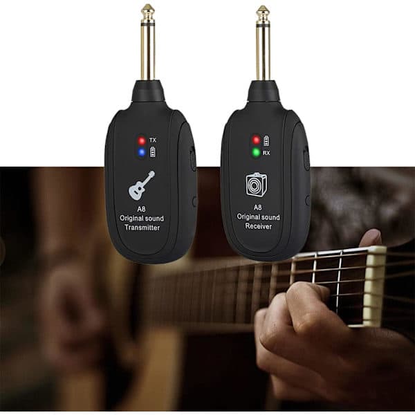 Trådløs gitarsender og mottaker, trådløst gitarsystem svart 20Hz-20k