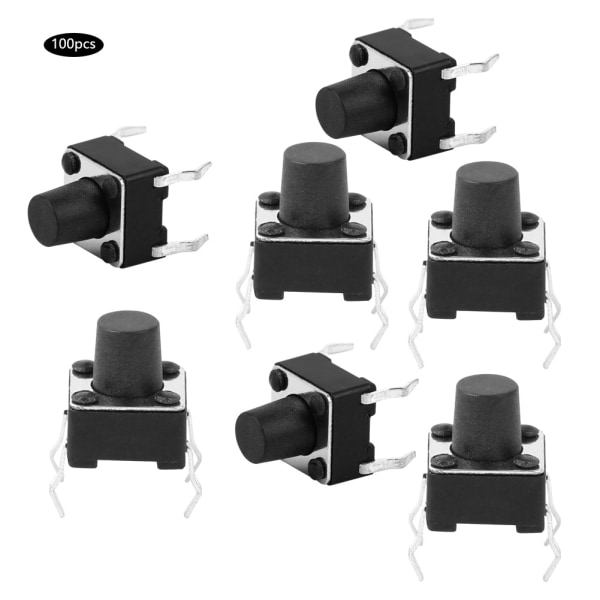 100 stk. Momentary Taktil Trykknap Kontakt Mini Mikro Tact Kontakt Tilbehør 6 x 7 mm