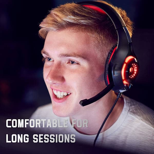 Gaming Headset for PS4 PS5 PC Xbox One Switch med Støyreduserende Mikrofon, PC Gaming Hodetelefoner med 3,5 mm Jack