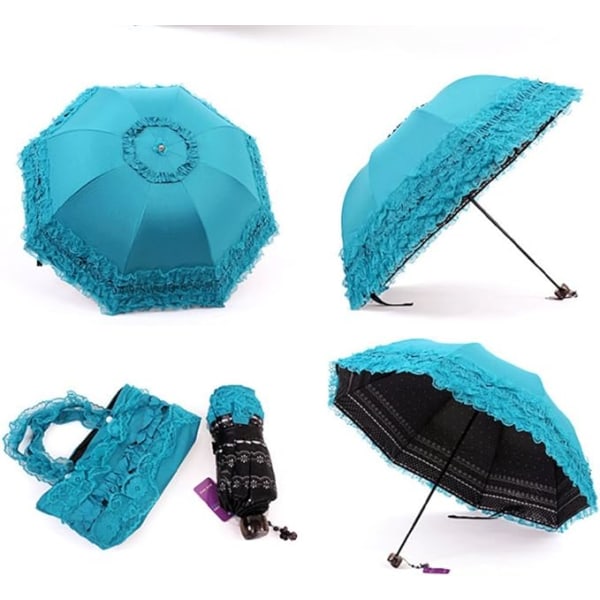 Princess Spets Ultraviolett-Säker Fällbart Paraply Anti-uv Dome Parasol