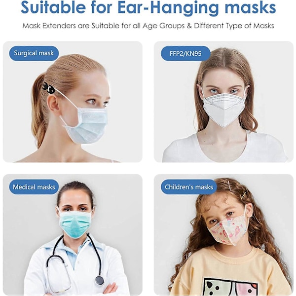 Maskkrok 8-pack Maskförlängning Maskhållare Maskhållare Bakhuvud Munskyddsförlängning Justerbar Halksäker Mask Maskhållare För Vuxna &