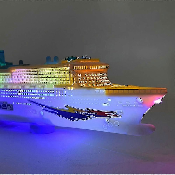 Sähköinen vilkkuvat LED-valot ja äänet -lelu lapsille - Värikäs Ocean Liner -risteilyalus - 50x11x6 cm/19.7x4.3x2.3 tuumaa