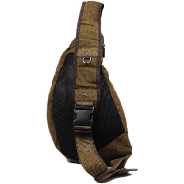 Canvas Sling Bag Rygsæk Crossbody Skulder Bryst Pakke til Mænd Kvinder Rejser Udendørs Business Laptop Cykling Jagt Vandring Camping Rygsæk Daypack #40coffee(canvas)