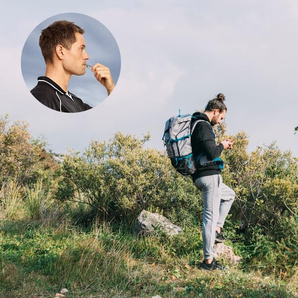 2 st nödvisselpipa, silver dubbelrör högt visselpipa med för vandring, camping, båtliv och utomhusaktiviteter