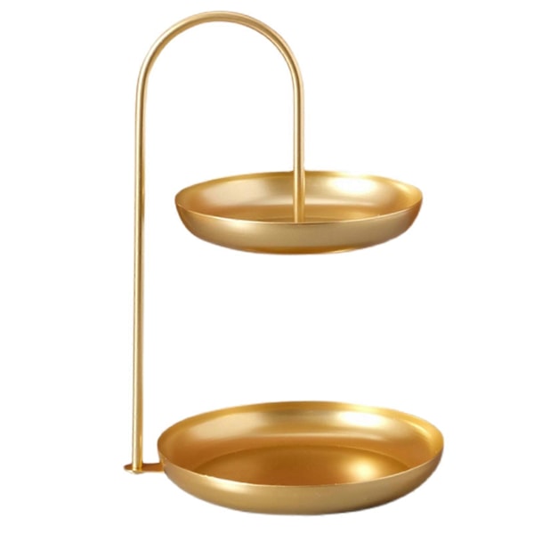 2-lags jern frukt serveringsbrett vanntett flerlags oppbevaringsfat for kaffebord fest Gold