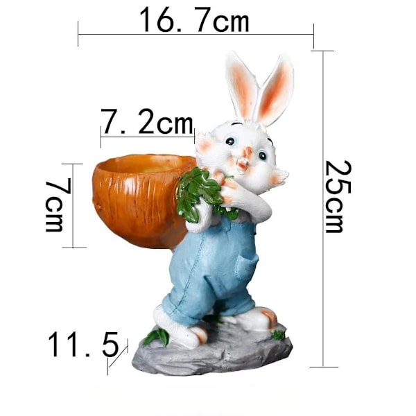 Påskhare Staty Blomkruka Balkongdekoration för Utomhusdekor Mångsidig Vit White 16.7cmx11.5cmx25cm
