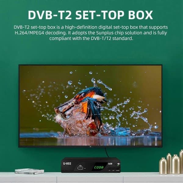H.264 DVB-T2 U-002 WiFi TV-boks Smart 1080P TV-boks - EU-plugg