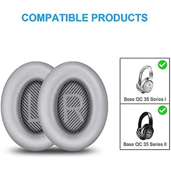 1 par ørepuder udskiftning af Quietcomfort 35 (qc35) og Quiet Comfort 35 Ii (qc35 Ii) over-ear hovedtelefoner Grey