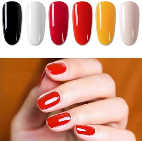 6 st nagellackspennor, 36 färger nagellack gelpenna 5ml, 3 i 1 gel nagellackspenna, blötläggning UV LED nagellack nagelverktyg för kvinnor A