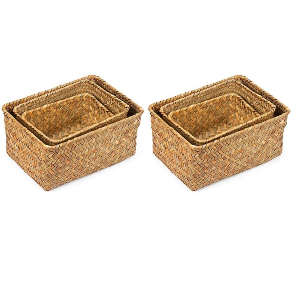 6x Seaweed Storage Basket, Håndlaget Håndlaget Rattan Hylle Kurver For Hjem, Kurver Kompatibel Med