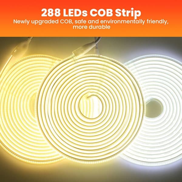 LED Strip Lys 220V COB HVID hvid white