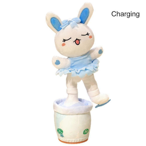 Sähköinen tanssiva auringonkukka-pehmolelu laulava kiertävä pupu-pehmolelu Blue Rabbit Charging