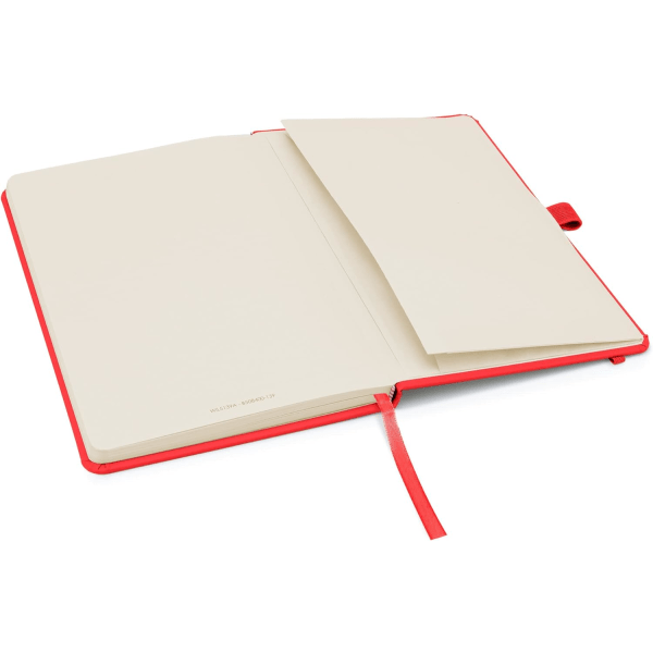 A6 notesbog med forede sider, penneløkke, bånd, datomærker og papirlomme, medium hardback journal, note, bæredygtigt fremskaffet papir