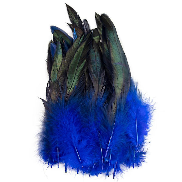 50 stk Naturlige Hanehale Fjer 13-18cm Hanefjer Sorte Fjer Til Karneval Halloween Julehåndværk Dekoration Royal Blue