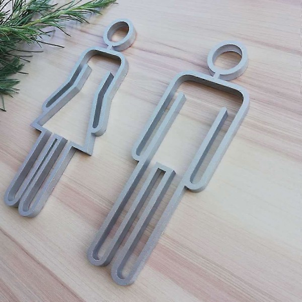 Toilet Dørskilt til Hotel, Kontor, Hjem Toilet Symbol Badeværelsesskilt WC Plade Toilet Skilt silver