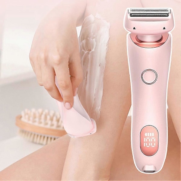 Elektriske barbermaskiner for kvinner 2 i 1 Bikinitrimmer Ansiktsbarbermaskiner Hårfjerning for armhuler Ben Damer Kroppstrimmer IPX7 Vanntett Blue